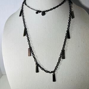 Liz Claiborne Cha Cha Necklace Layering Long Antique Gold Tone Boho Goth